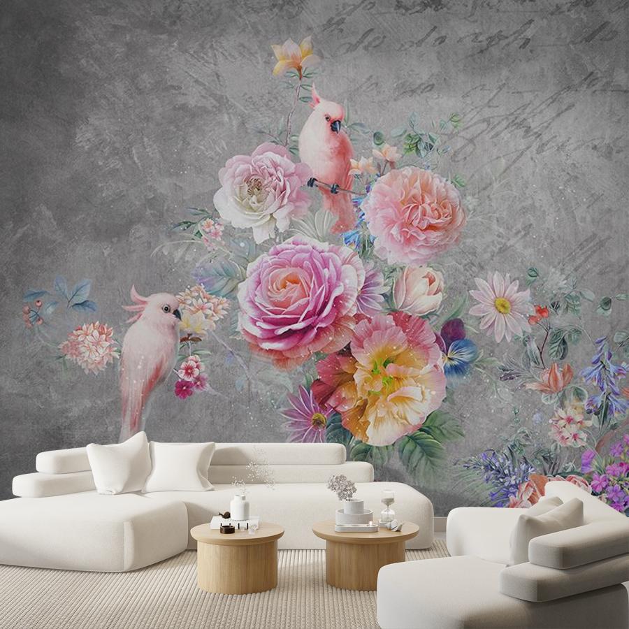 фотообои попугаи в цветах 9-1608