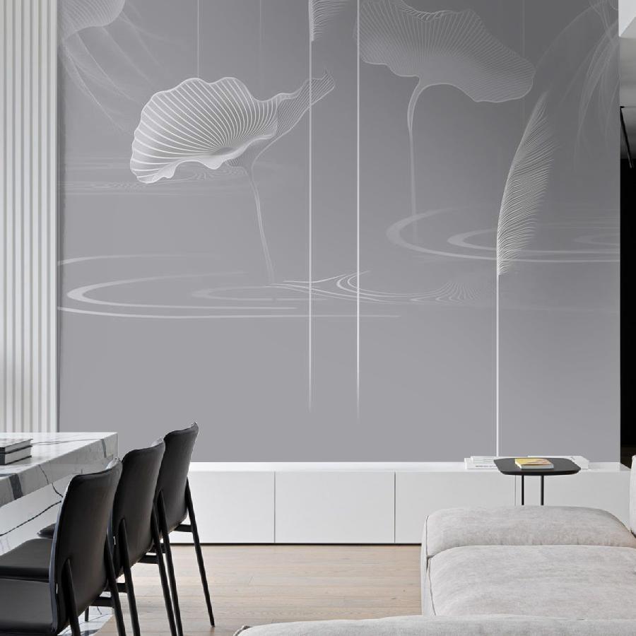 фотообои тонкие линии колоски и кувшинки 13-988