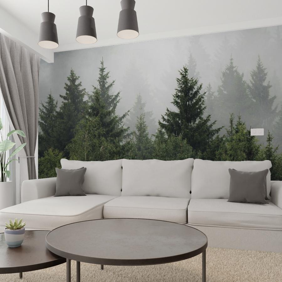 фотообои туман в утреннем лесу 9-1215