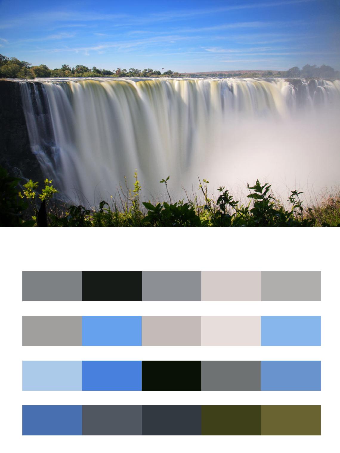 Водопад Виктория в Африке цвета