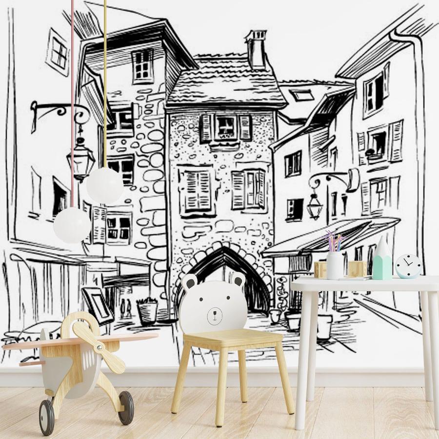 фотообои домики рисунок графика 12-500