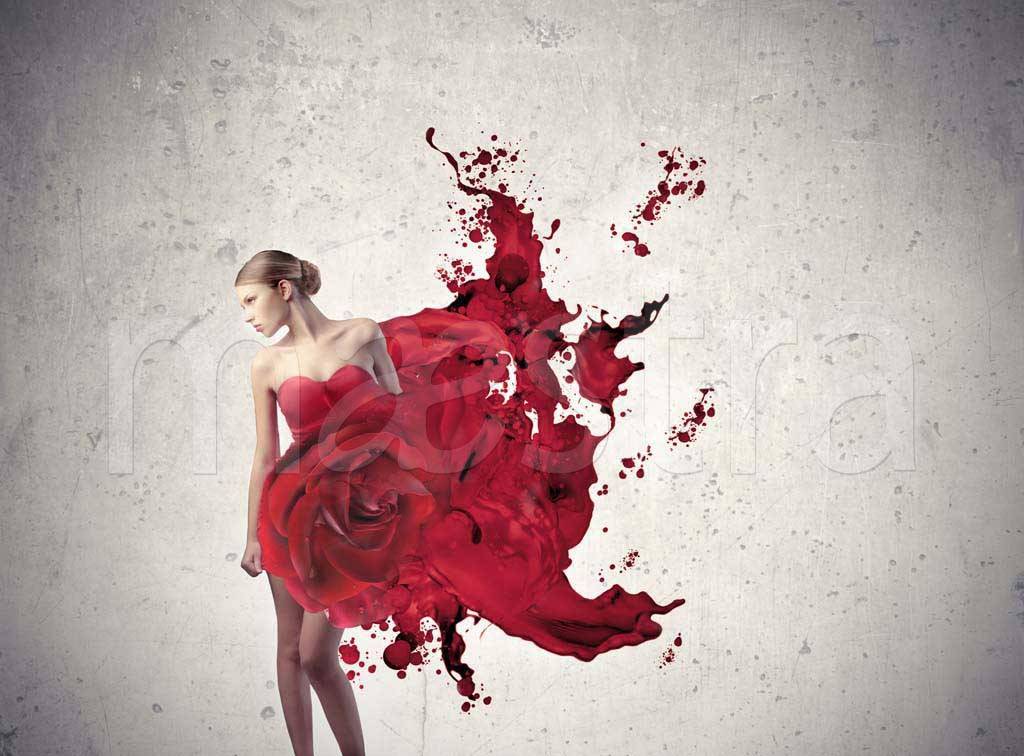 девушка в алом платье 6-108