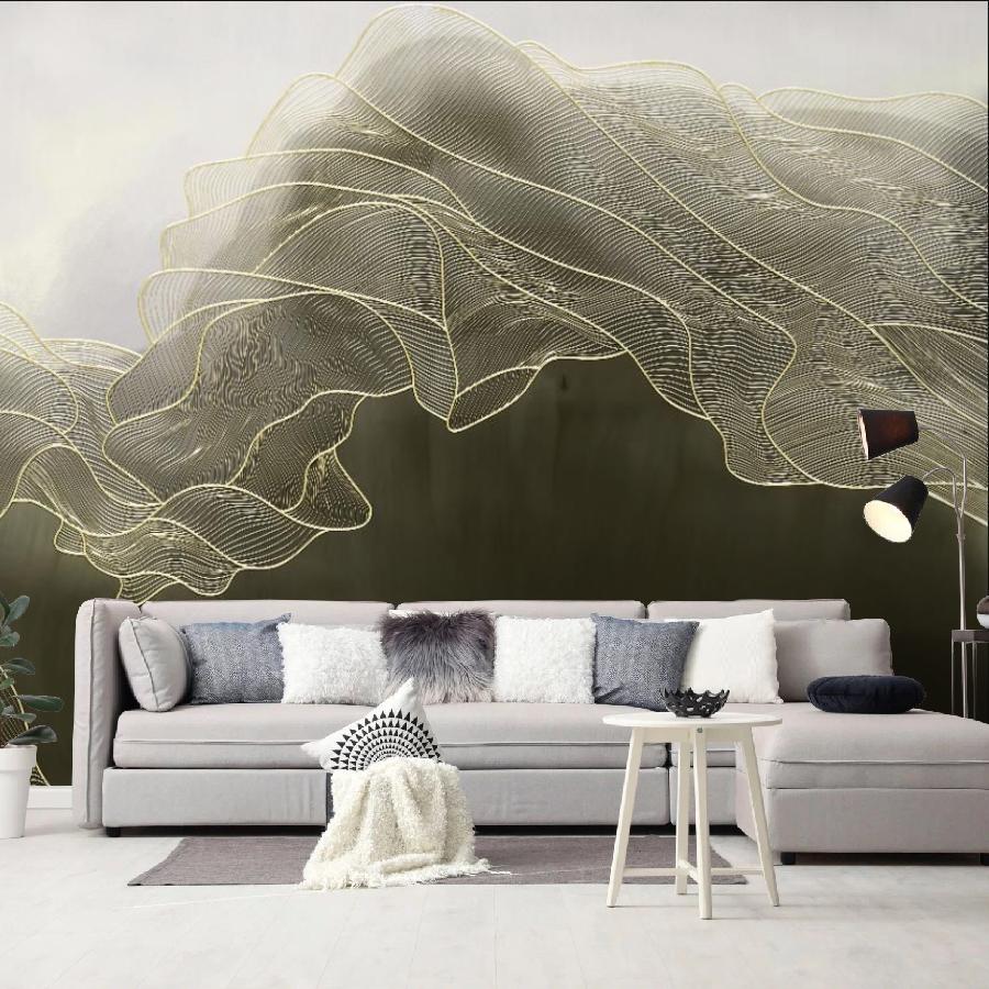 фотообои линии золотистые на черном фоне 14-938