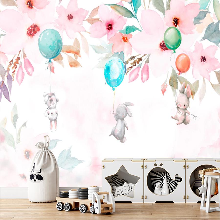 фотообои зайчики с шариками 14-001