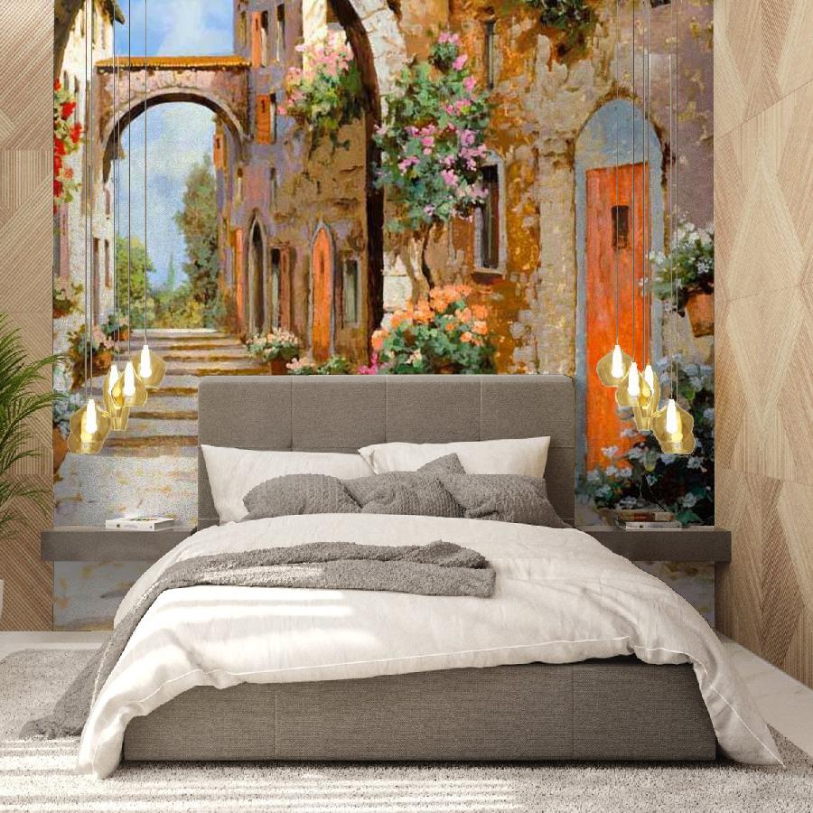 фотообои широкая улочка с арками 8-020