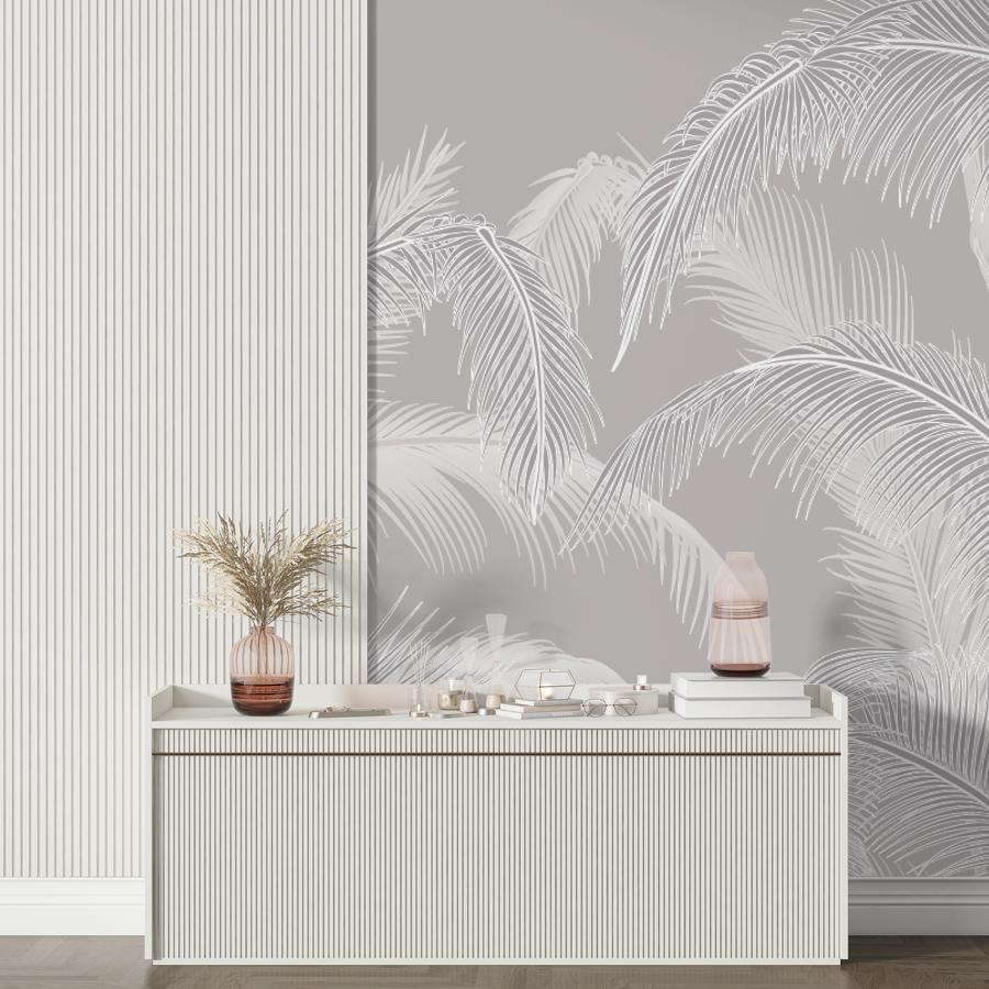 фотообои листья пушистые белые в спальню 14-1216