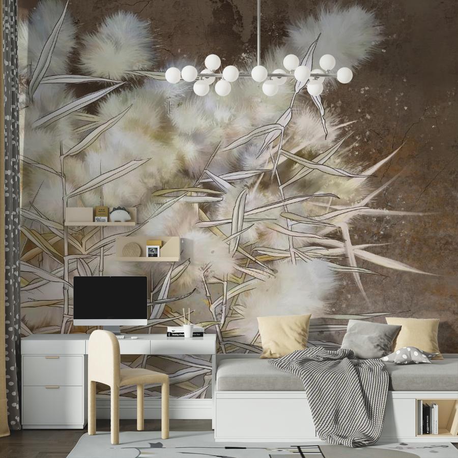 фотообои камыш на коричневом фоне 10-957