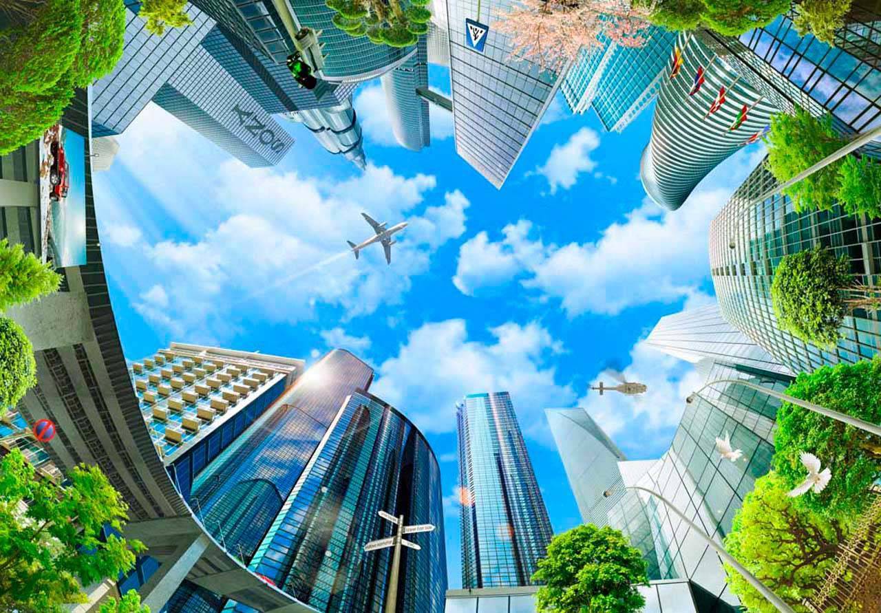 фотообои вид на мегаполис снизу 11-127