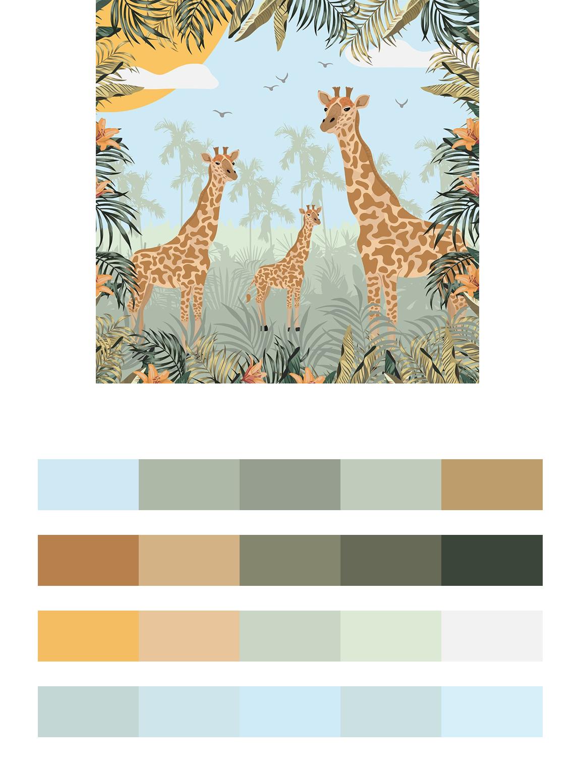 семья жирафов цвета