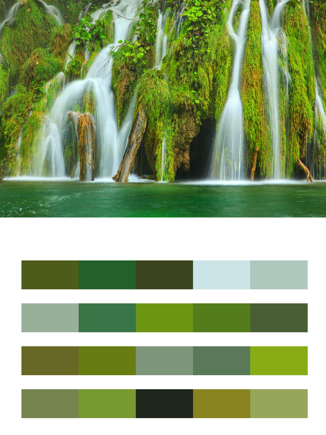 Водопад. Осенние краски Национального парка Плитвицкие в Хорватии цвета