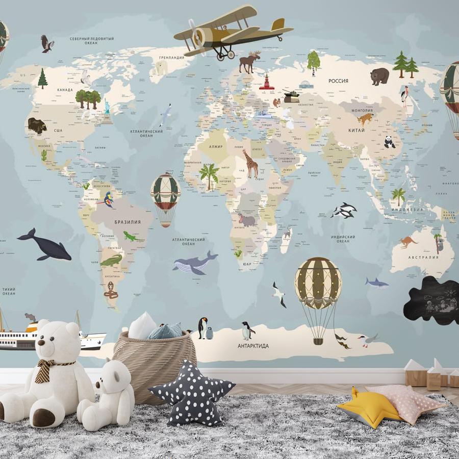 фотообои карта мира на голубом фоне 12-1318 фотообои карта мира на голубом фоне 12-1318