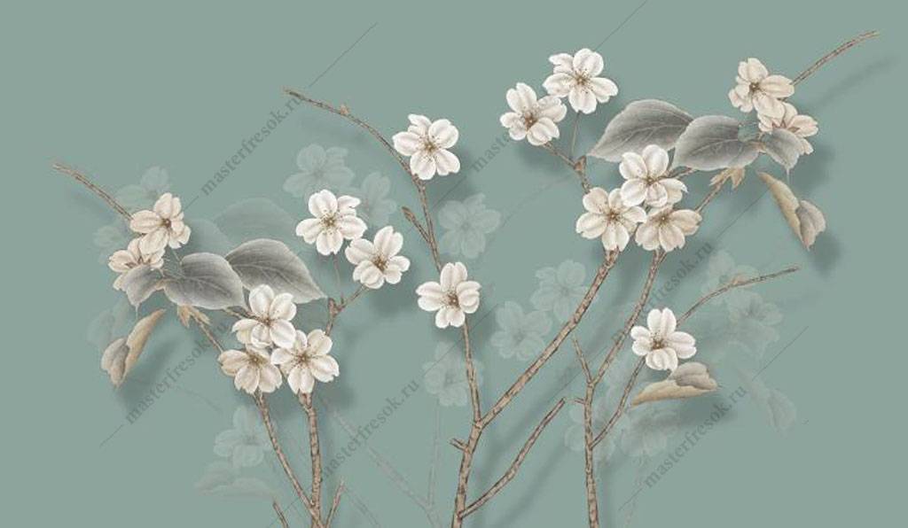 Фотообои Белые цветы сакуры