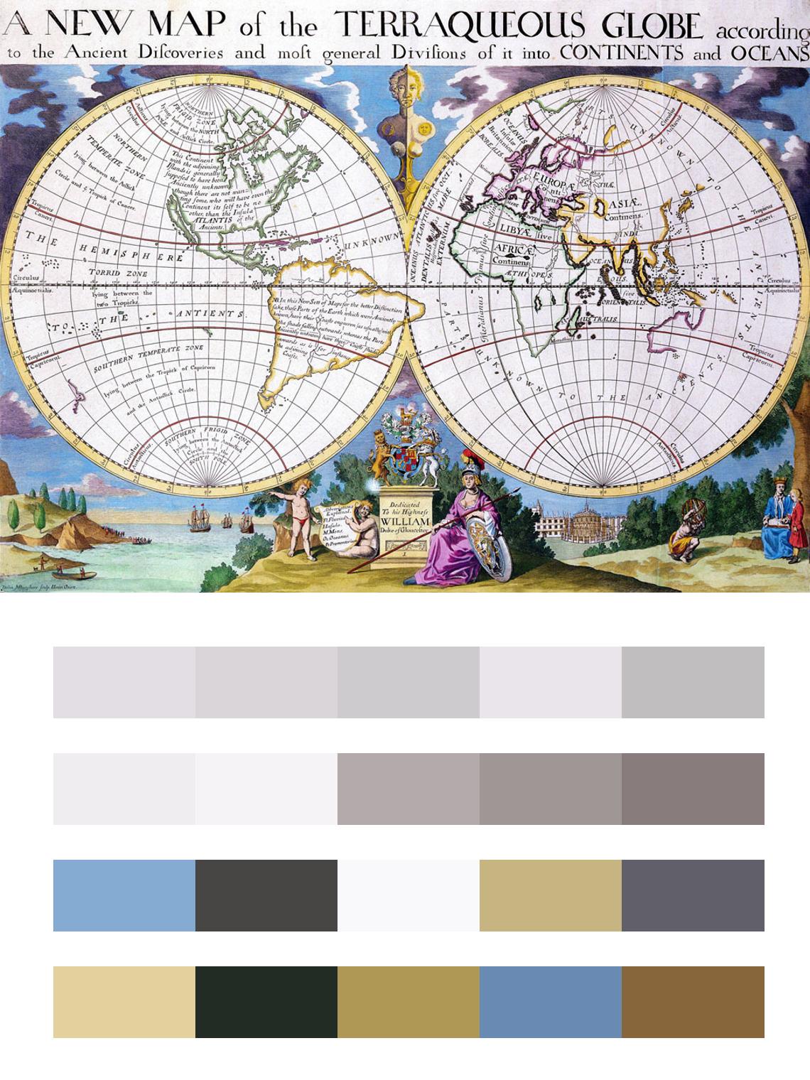 Старая карта континентов цвета