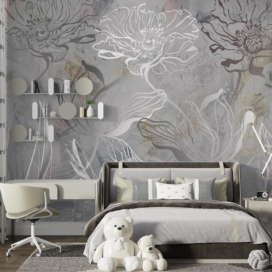 фотообои абстракция черно-белые цветы 13-887 фотообои абстракция черно-белые цветы 13-887