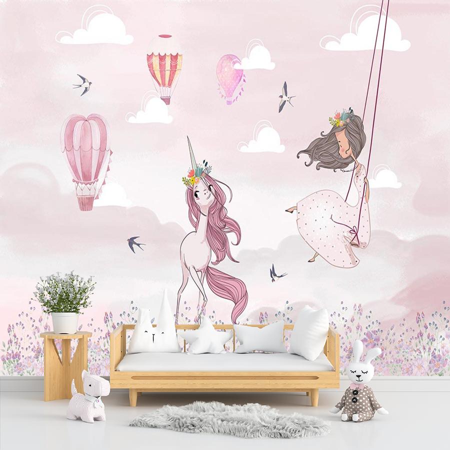 фотообои единорожек и принцесса 14-441
