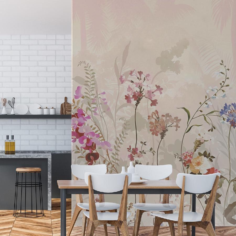 фотообои цветочная поляна с птицами 14-1110