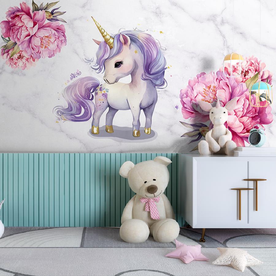 фотообои единорог малыш в пионах 14-979