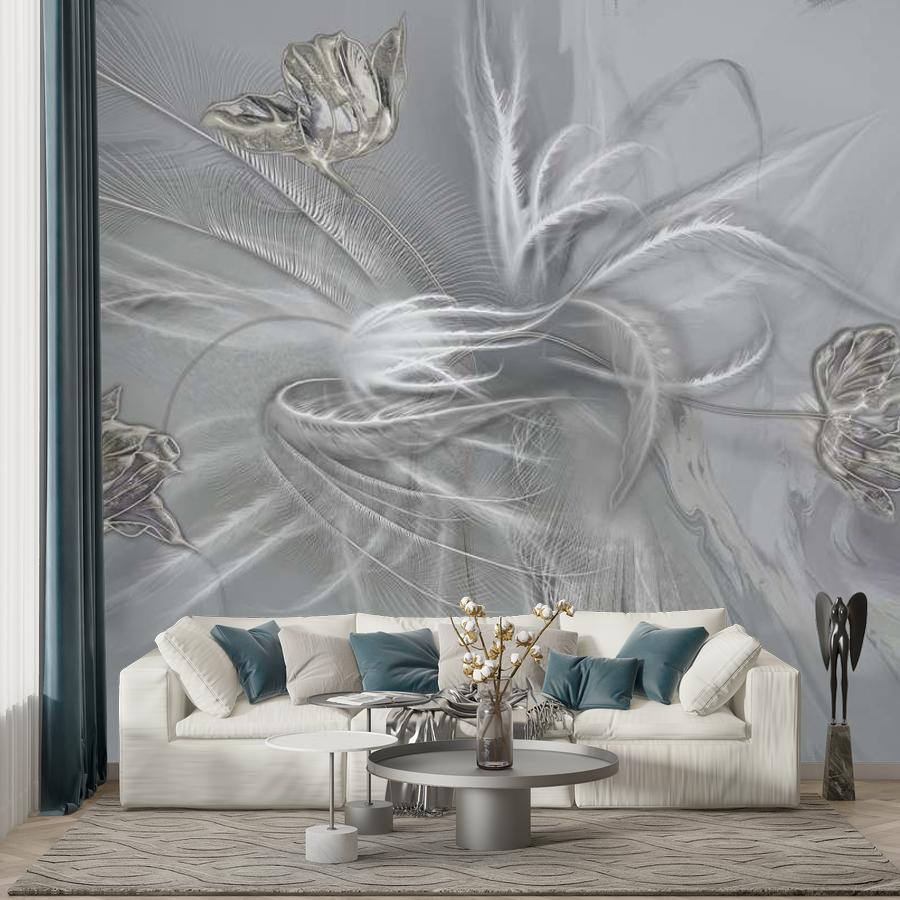 фотообои 3д тюльпаны с пампасной травой 13-994