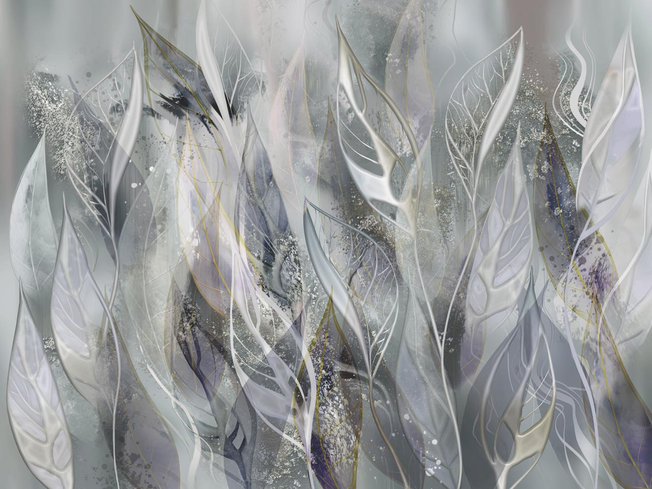 Фотообои Листья серые барельеф