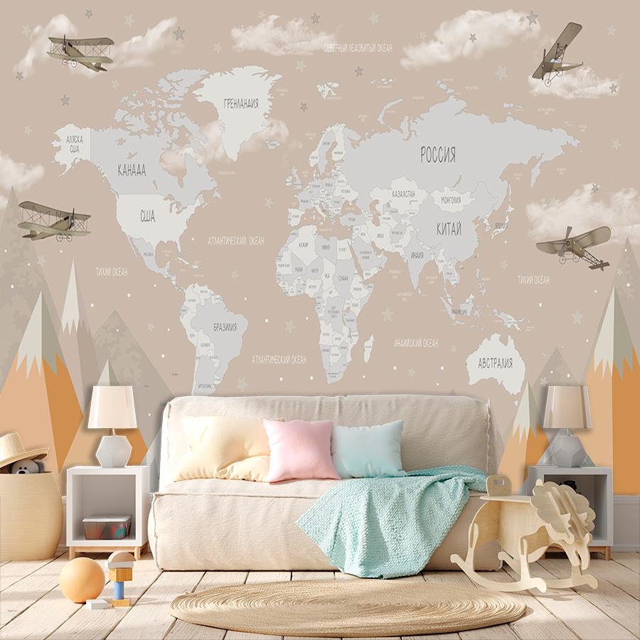 фотообои детская карта мира 14-058 фотообои детская карта мира 14-058