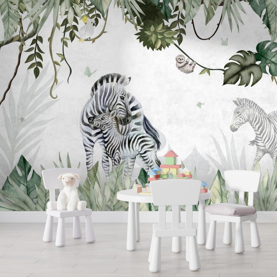 фотообои зебры семейство 12-1777