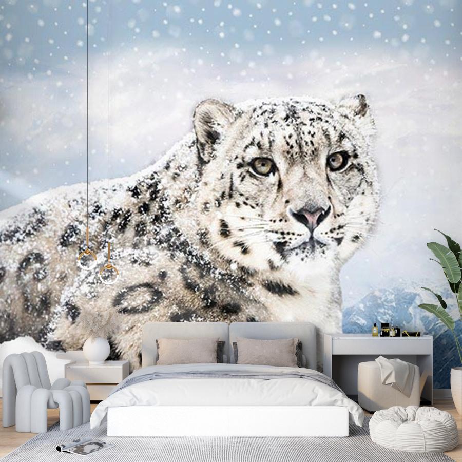 фотообои снежный барс в горах 14-279