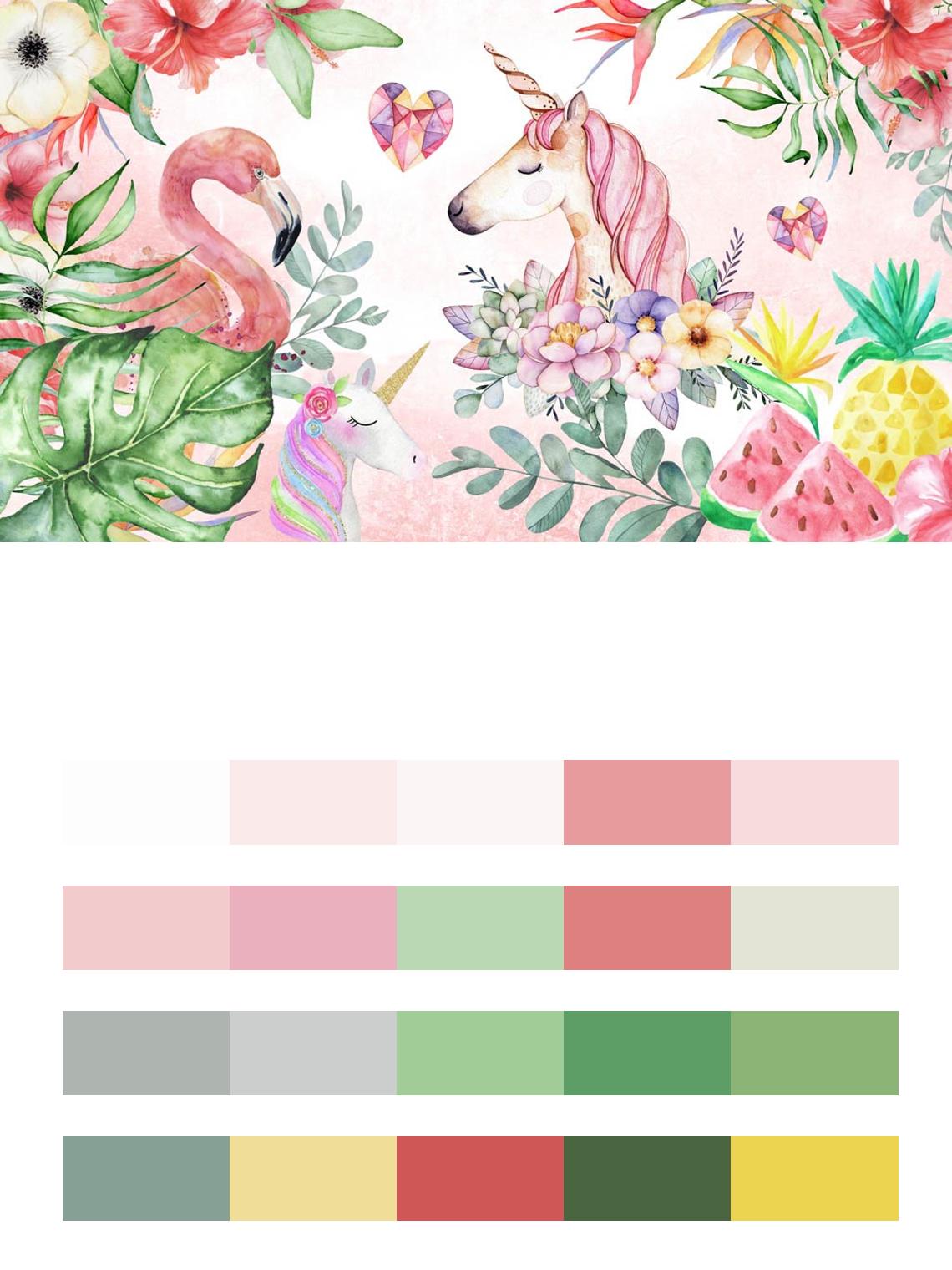Фламинго и единорог цвета
