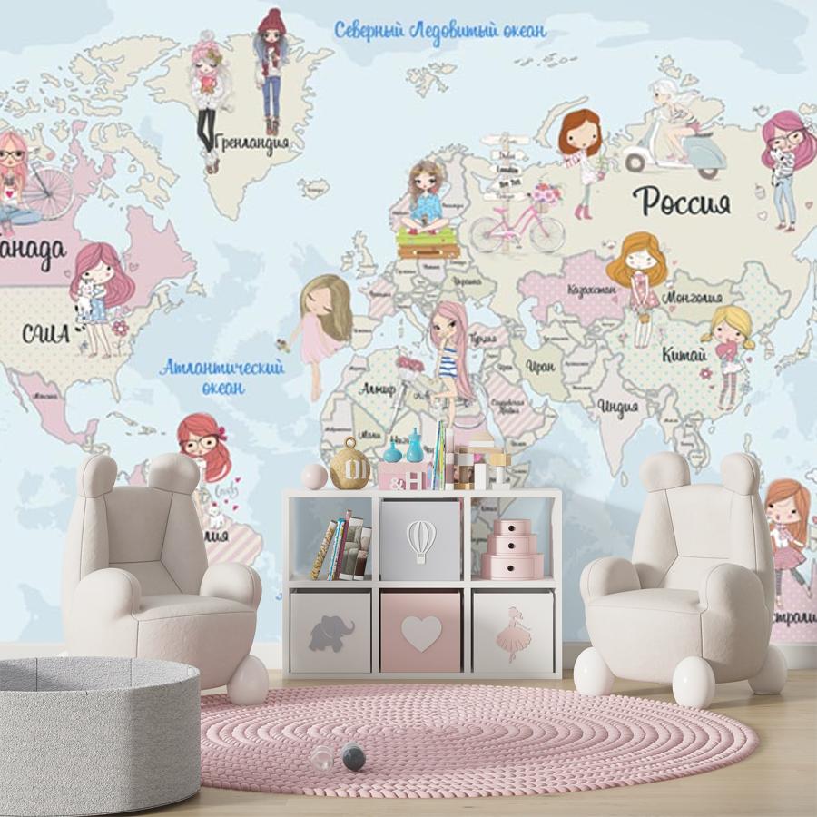 фотообои карта с девочками 12-994 фотообои карта с девочками 12-994