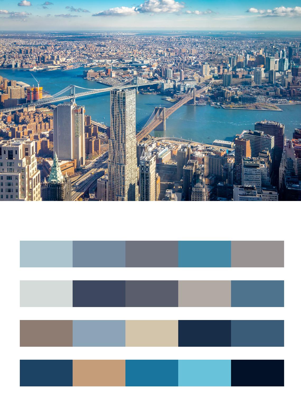 Панорама сверху на Нью Йорк цвета