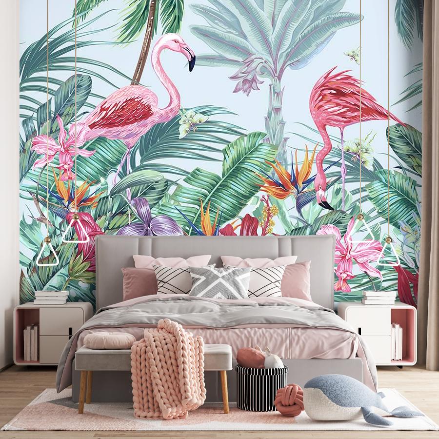 фотообои фламинго в джунглях 12-1589