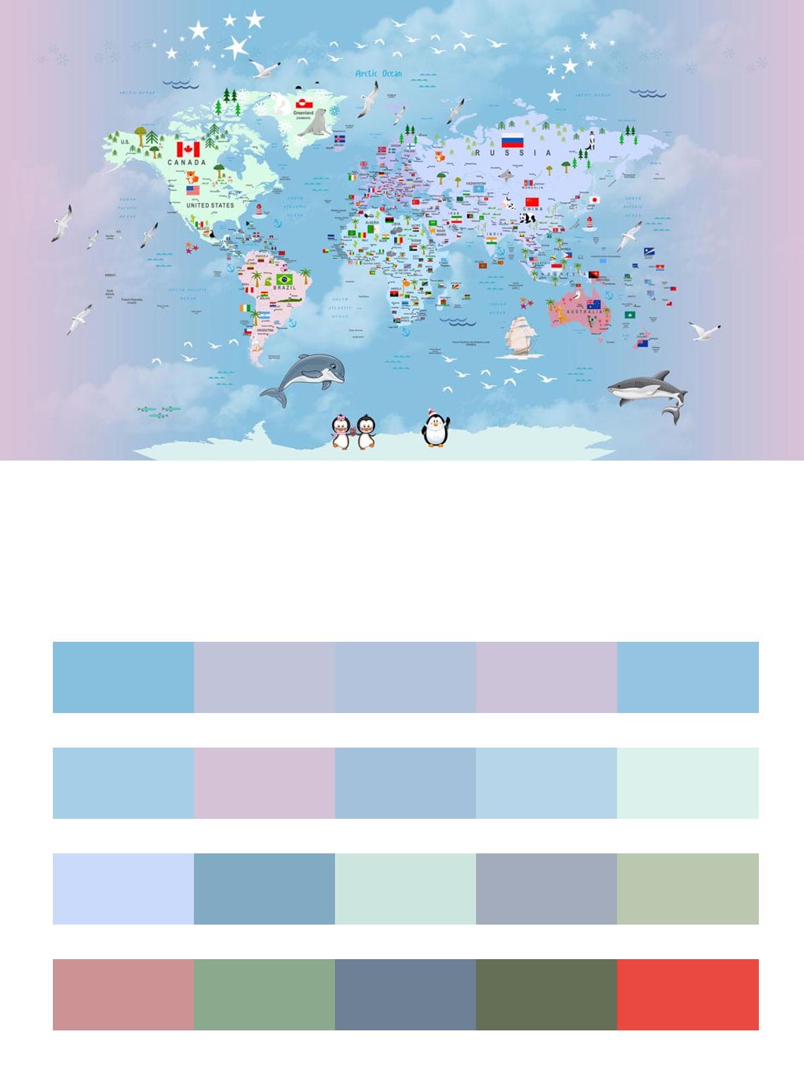 Карта мира разноцветная цвета