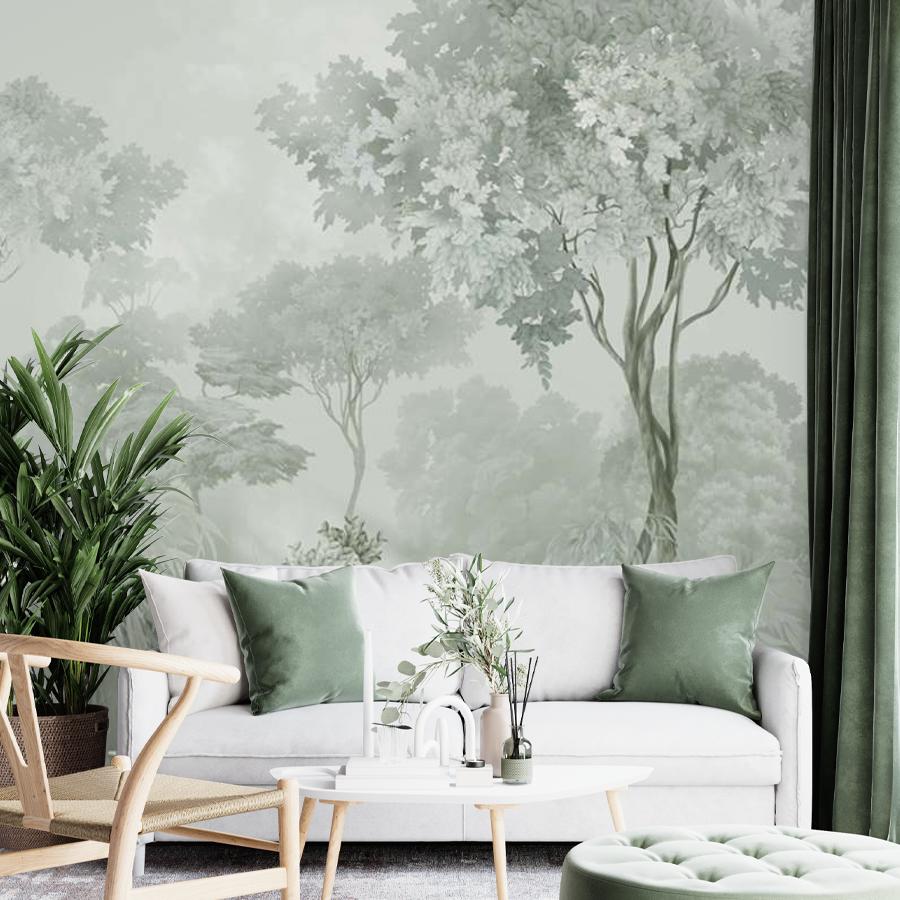 фотообои лес абстрактный зеленый насыщенный 13-1063