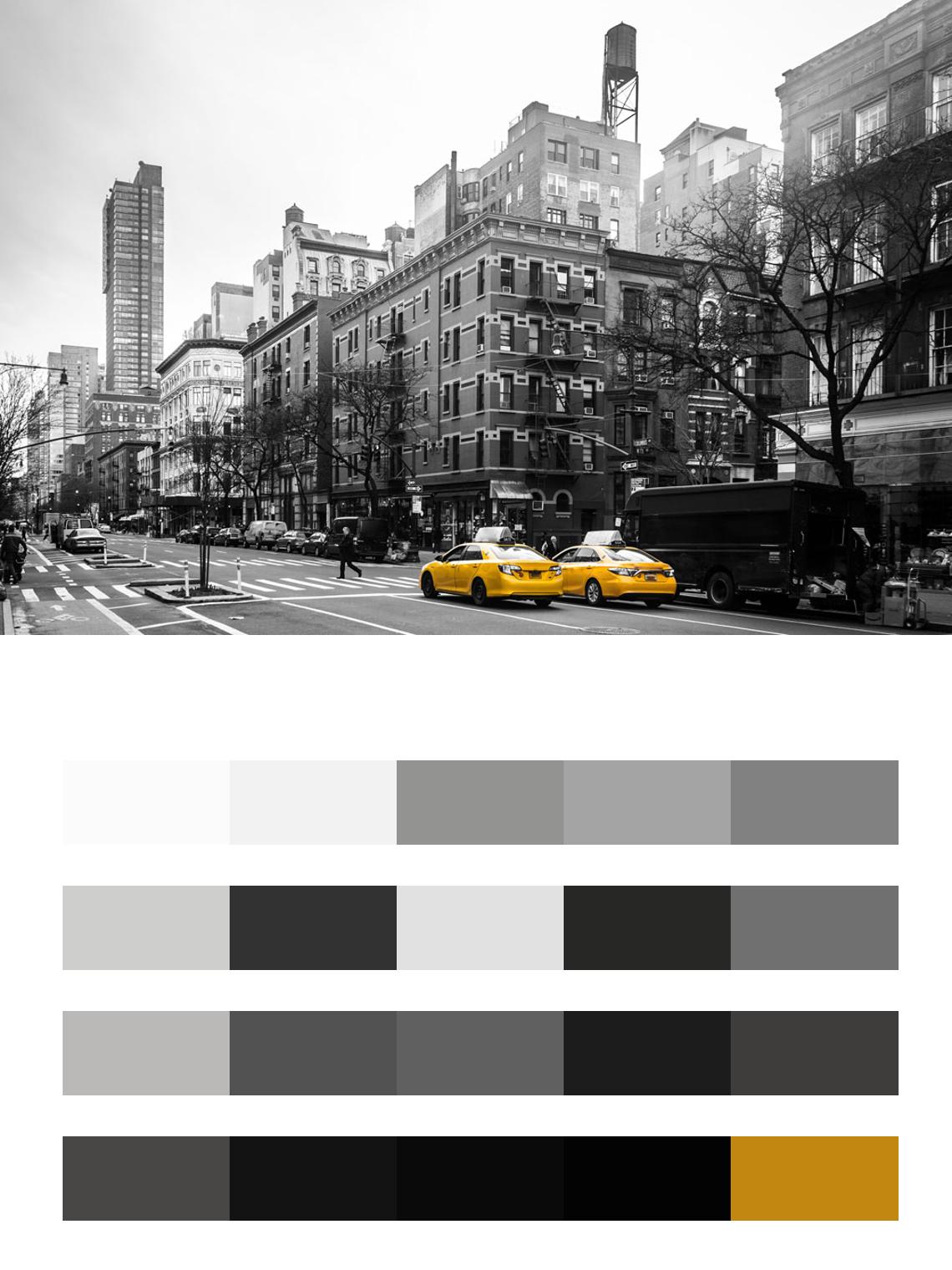 Черно белая улица Нью Йорка цвета