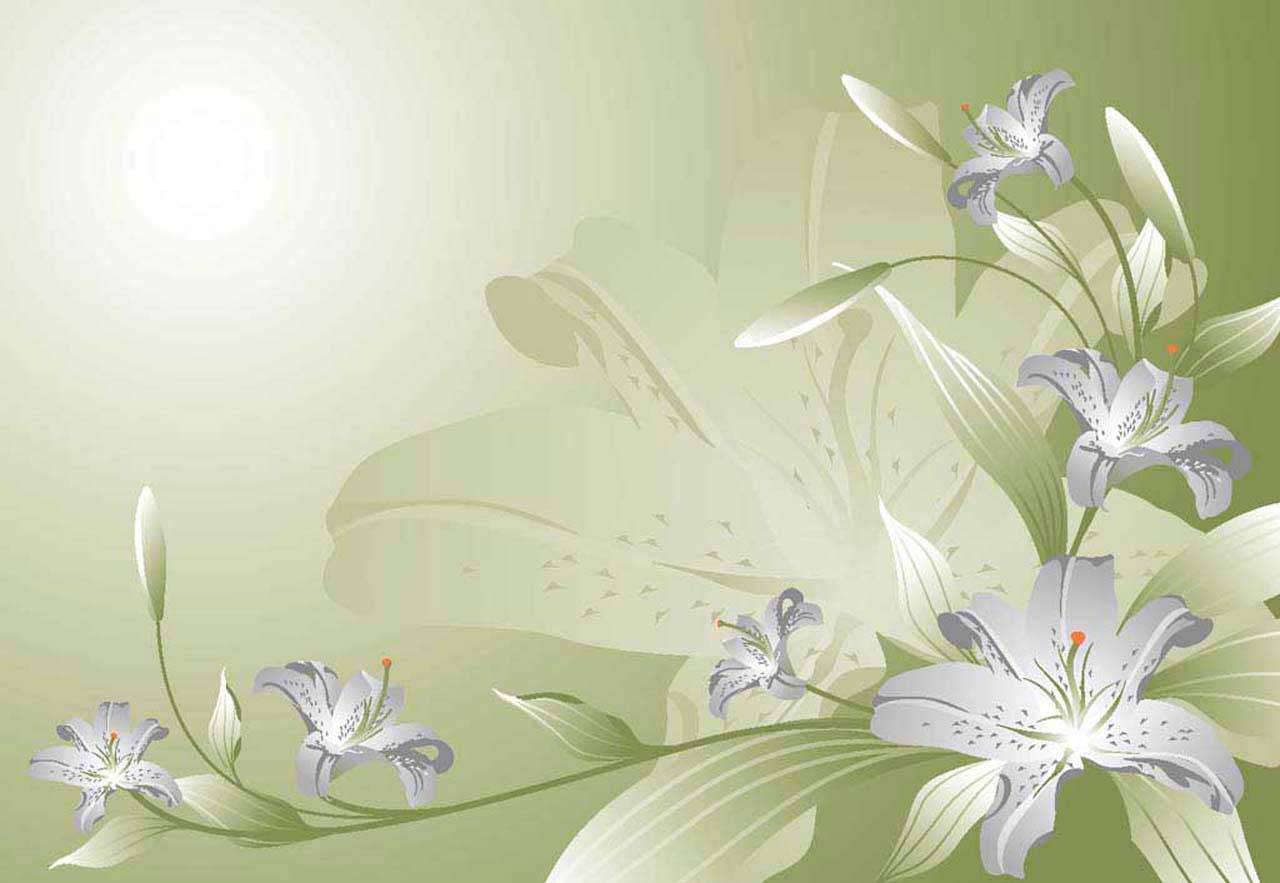 фотообои лилии на зеленом фоне 10-356