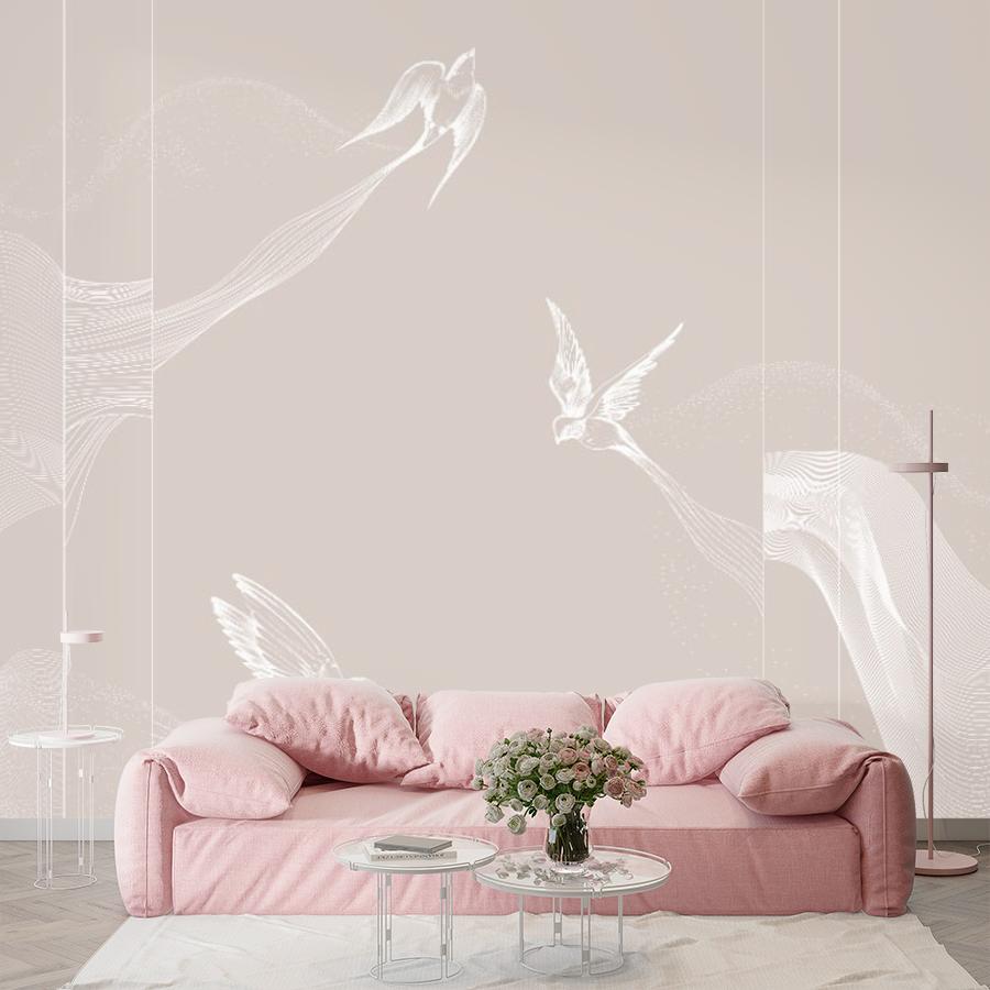 фотообои птицы летят белые 14-1179