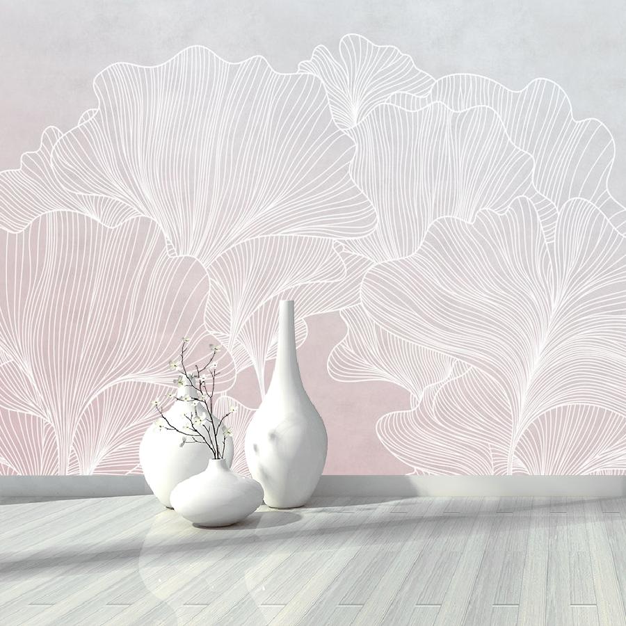 фотообои гинкго листья на розовом градиенте 14-954