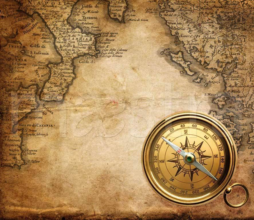 Фотообои Карта с компасом на английском языке