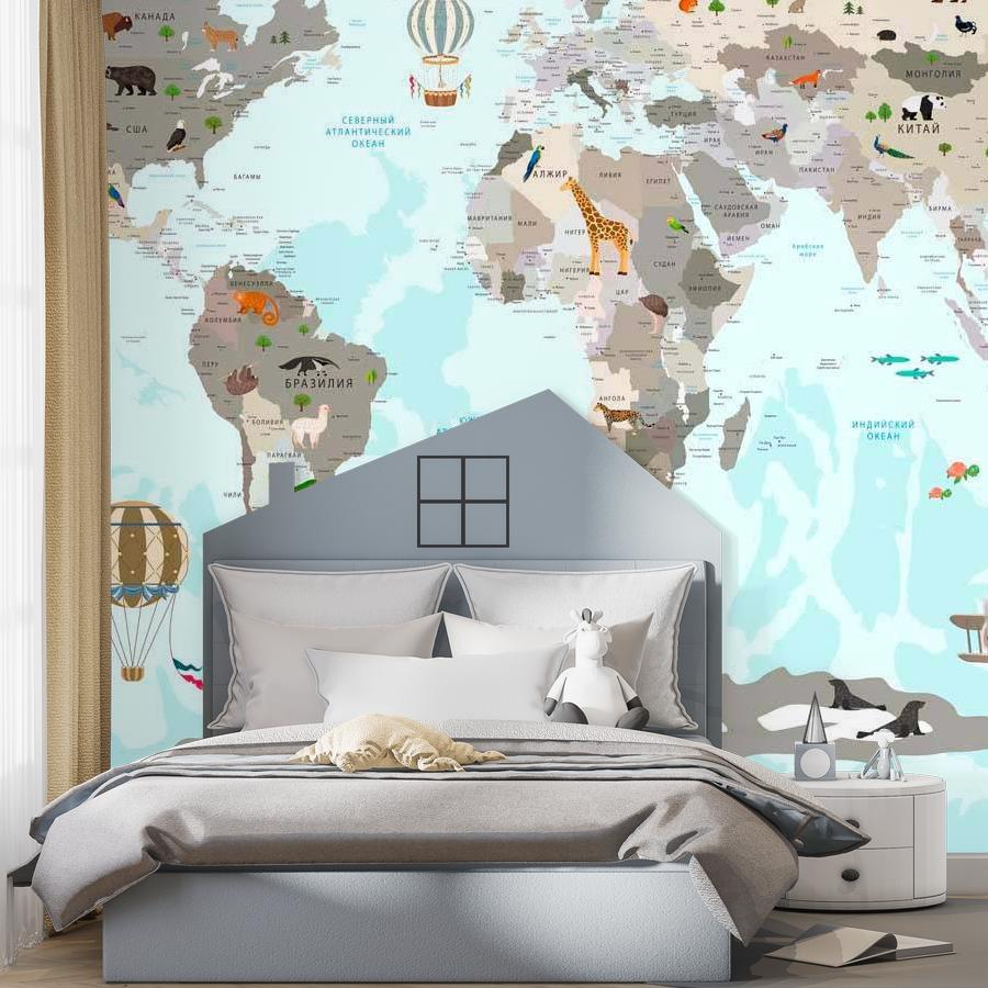 фотообои карта с русскими названиями 12-509