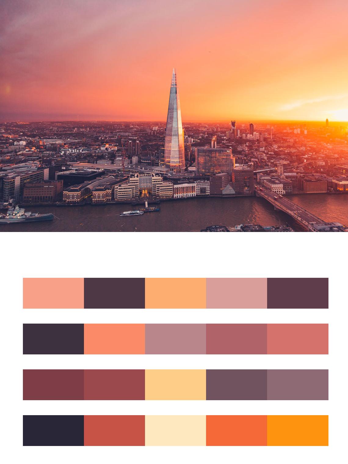 Перспектива вечернего Лондона цвета