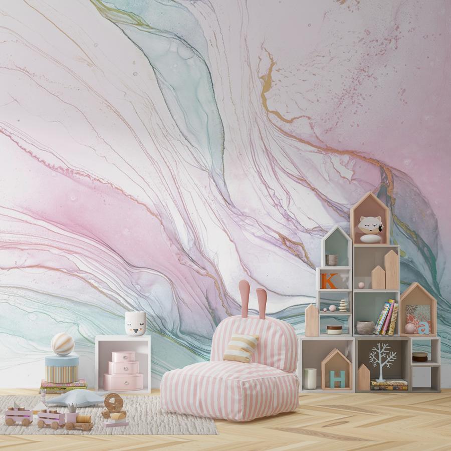 фотообои флюид арт легкий розовый с голубым 14-703