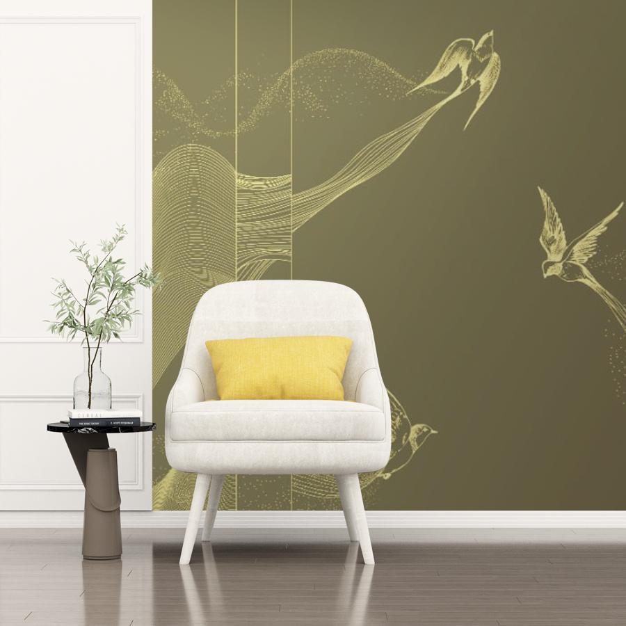 фотообои птицы золотые на стену 14-1183