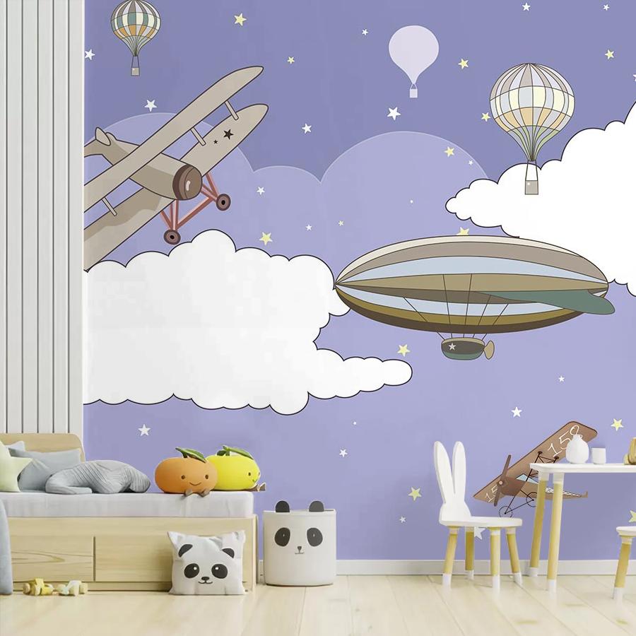 фотообои самолет и дирижабль в небе 14-227