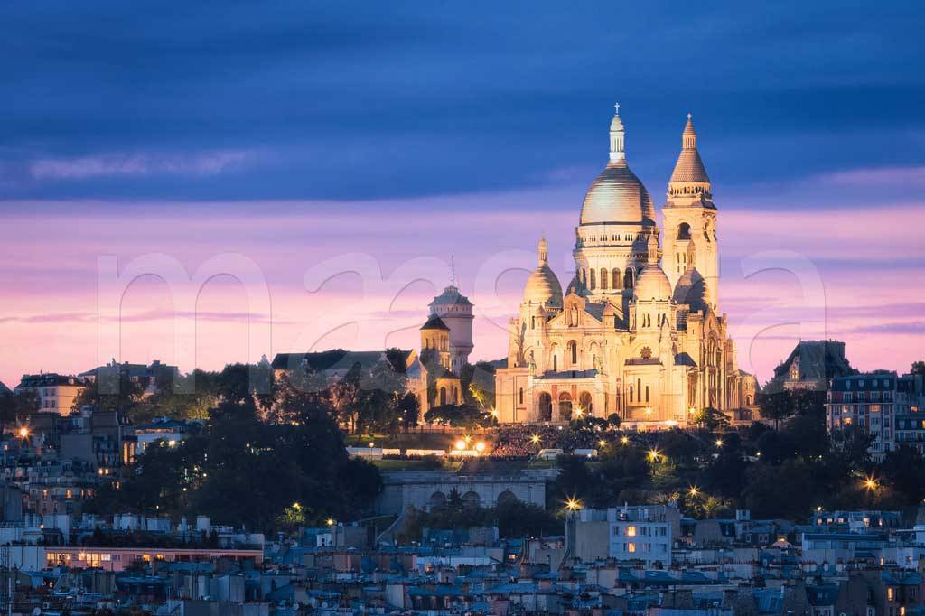 Фотообои Ночной Париж Базилика Сакре-Кёр