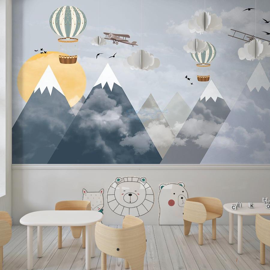 фотообои воздушные шары и самолёты в сине-серых горах мальчику 12-1521 фотообои воздушные шары и самолёты в сине-серых горах мальчику 12-1521