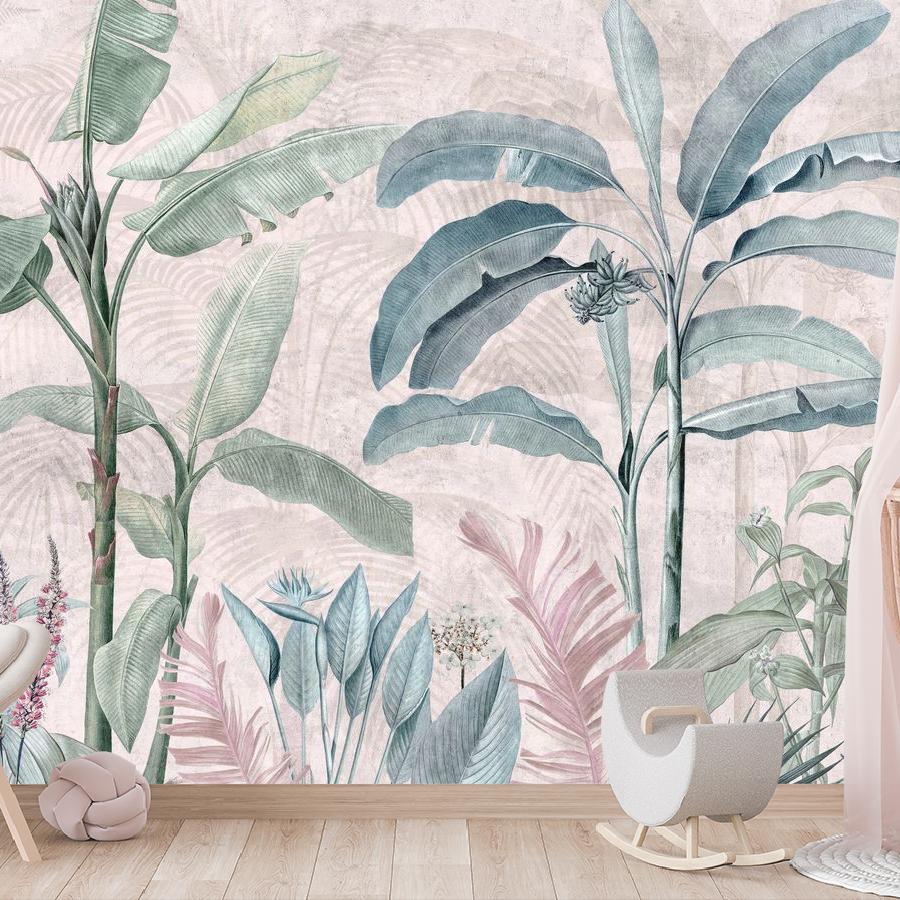 фотообои пальмы розовый фон 12-1850