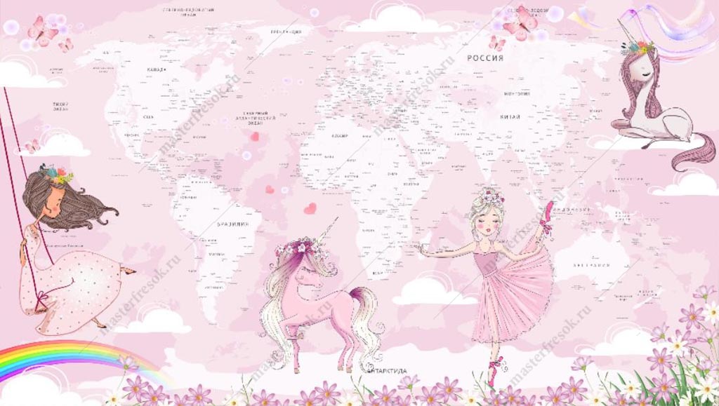 Фотообои Карта мира и балерины