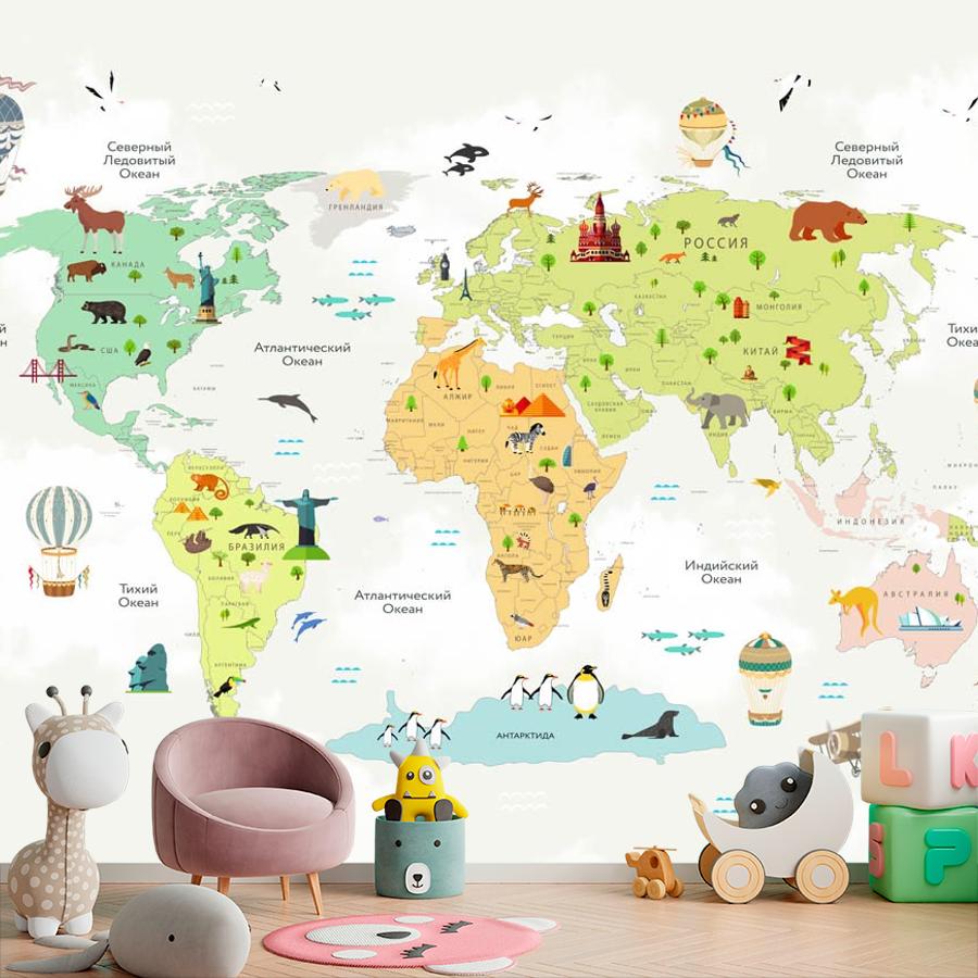 фотообои разноцветная карта на белом фоне 14-181