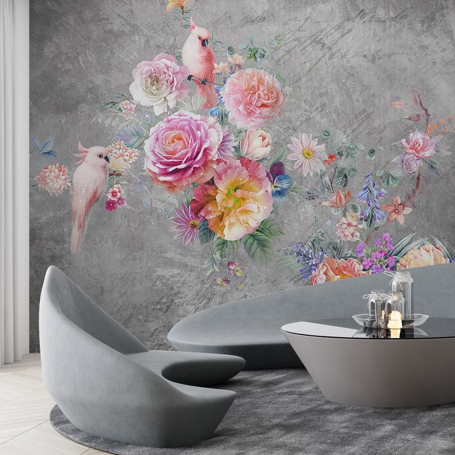 фотообои попугаи в цветах 9-1608