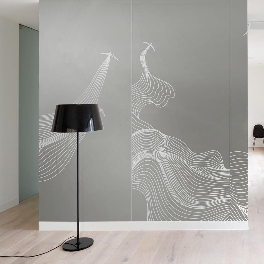 фотообои линии белые на сером 14-1139