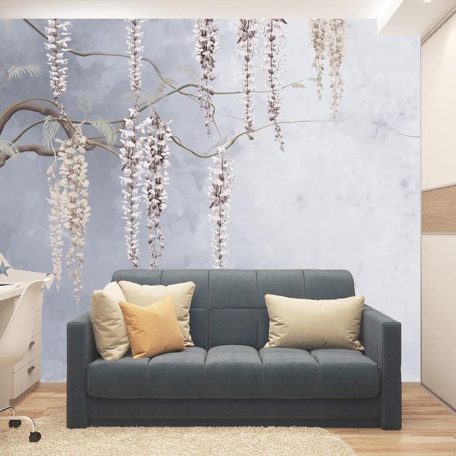 фотообои глициния на сером фоне 13-1121